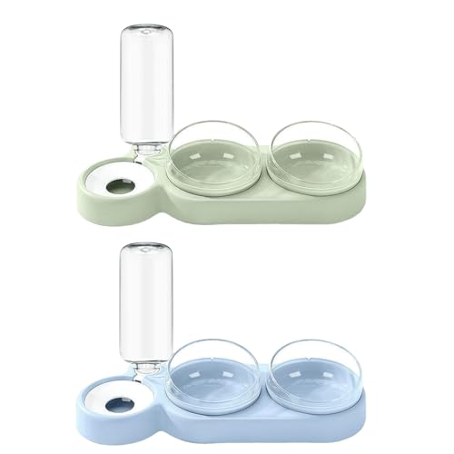 3-in-1 Katze Futternapf und Wassernapf Set, 3er Set Katzennapf Doppel-Katzennäpfe mit Wasserspender für Haustiere, Futternapf und Wassernapf für Katzen und Kleine Hunde - 2 Set, B von AidSci