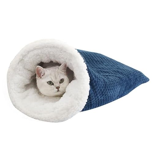 Katzenschlafsack Warmer Katzenbett Waschbar Katzendecke Haustier Kissen Katzen Kuschelhöhle Aus Fleece Katzenhöhle Katzen Schlafsack Kleines Haustierbett Für Katzen Hunde Bis Zu 6 Kg (blau) von AidSci