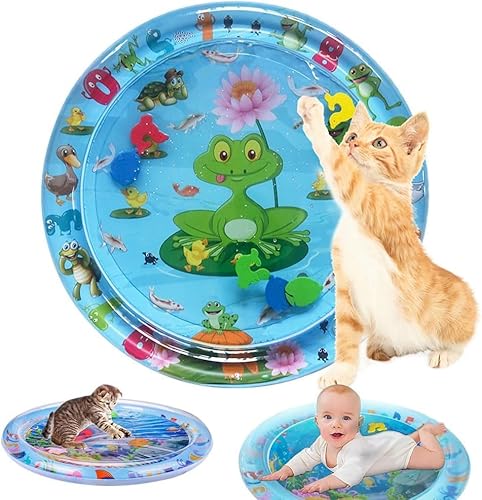 Sensorische Wasser Spielmatte, Katzen-Wasser-Spielmatte Im Sommer, Sommer Wassersensorische Spielmatte, Sommer Wasserspielmatte, Interaktives Katzenspielzeug, Wassermatte für Katzen, Hunde (B, 60cm) von AidSci