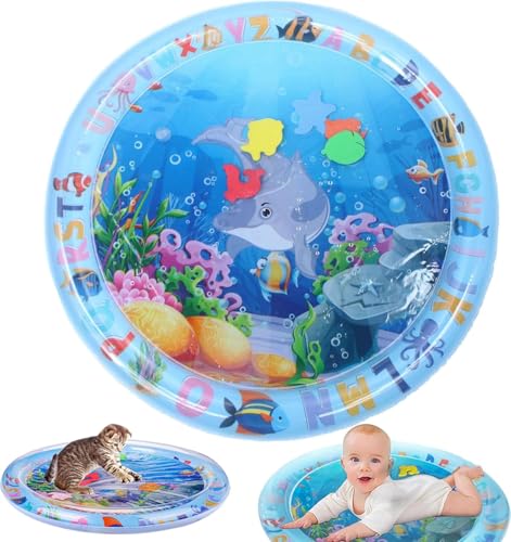 Sensorische Wasser Spielmatte, Katzen-Wasser-Spielmatte Im Sommer, Sommer Wassersensorische Spielmatte, Sommer Wasserspielmatte, Interaktives Katzenspielzeug, Wassermatte für Katzen, Hunde (D, 60cm) von AidSci