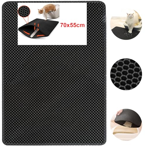 AidSci Katzenklo Matte | 70 x 55 cm Vorleger für Katzentoilette Waben Design Katzenstreu Matte wasserdichte Doppelte Schichte, leicht zu reinigen Katzenklo Unterleger von AidSci