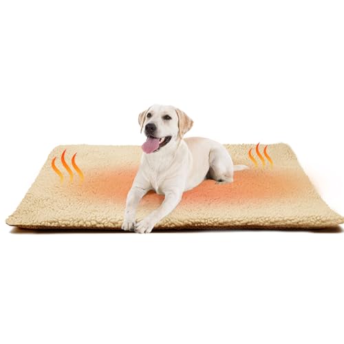 Selbstheizende Decke für Hunde & Katzen Grau 60x90cm - Weich & kuschelige Hundebett Matten - Waschbarer Bezug - Mit Rutschfester Unterseite - Hundekissen für mittlere & kleine Hunde oder Katzen von Aidiyapet