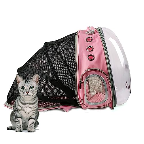 Katzenrucksack, erweiterbarer Luftpolsterrucksack zum Tragen von Katzen und Welpen, von Fluggesellschaften zugelassene Haustier-Reisetasche, entworfen für Reisen, Wandern, Spaziergänge im Freien, Rosa von AiduduPet