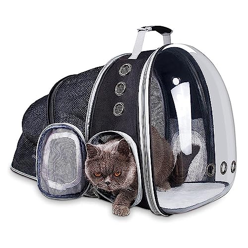 Katzenrucksack, erweiterbarer Luftpolsterrucksack zum Tragen von Katzen und Welpen, von Fluggesellschaften zugelassene Haustier-Reisetasche, entworfen für Reisen, Wandern, Spaziergänge im Freien, von AiduduPet