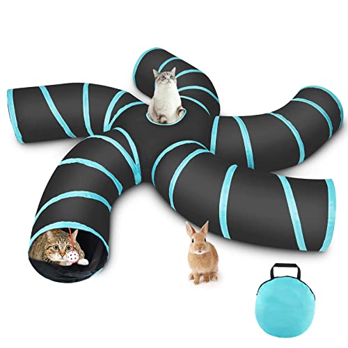 Katzenspielzeug, Katzentunnelschlauch für Indoor-Katzen, 5-Wege-Tunnel, ausziehbar, zusammenklappbar, interaktives Spielzeug, Labyrinth, Katzenhaus mit Glocken, Haustierschlauch-Spielzeug für von AikoPets