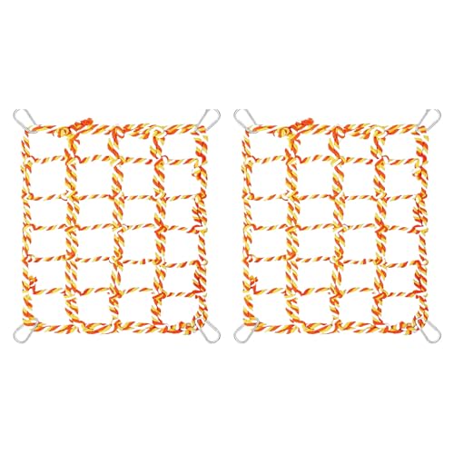 Ailan 2 Paket/los Hängematte Net Spielzeug Für Vögel Ausgestattet Mit Edelstahl Haken Hamster Eichhörnchen Hängematte Net Spielzeug Für Vögel, Orange Farbe, Silberner Haken von Ailan