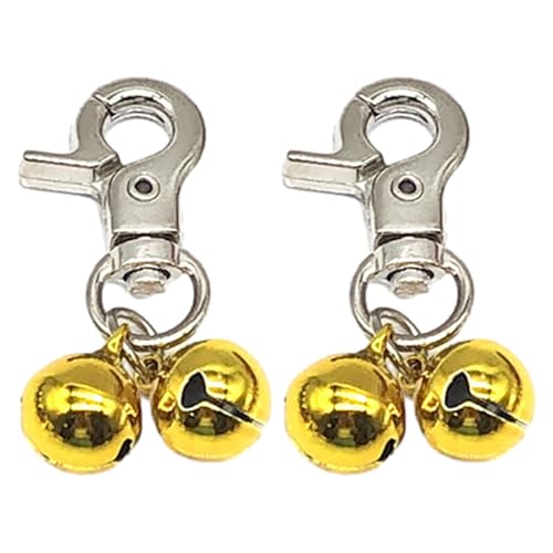 Ailan 2X Jingle Bells für Hundehalsband Anhänger, klarer und knackiger Klang, sicher und ungiftig, Kupfer Hundehalsband Anhänger, Jingle Bells, Silber+Gold von Ailan