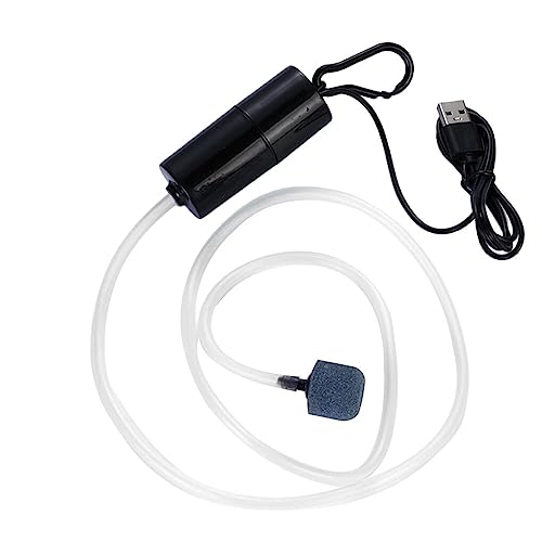 Ailan Aquarium Sauerstoff Luftpumpe USB Kleine Oxygenator Aquarium Luft mit Stein Mini Belüfter Angeln Meeresfrüchte Transport Heimtierbedarf, Schwarz von Ailan