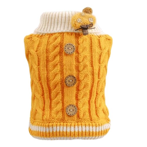 Ailan Gestrickte, warme Winter Hundekleidung, gemütliche Kleidung für pelzige Freunde, angenehm zu tragen. AcrylicFibers Hunde Winterpullover, Gelb, S von Ailan