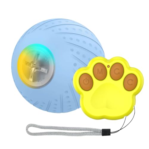 Ailan Katzenballspielzeug, geräuscharm, Starke Batterielebensdauer, Hindernisvermeidung, Silikagel Hundeball, Hundespielzeug, Katzenspielzeug, Haustierspielzeug, Englisches Blau, Fernbedienung von Ailan