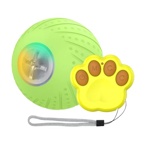 Ailan Katzenballspielzeug, geräuscharm, Starke Batterielebensdauer, Hindernisvermeidung, Silikagel Hundeball, Hundespielzeug, Katzenspielzeug, Haustierspielzeug, Englisches Grün, Fernbedienung von Ailan