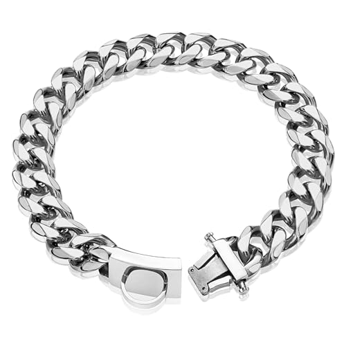 Ailan Metall Hundekettenhalsband, Starkes und langlebiges Zubehör für Hunde, Edelstahl Hundekettenhalsband, Edelstahl Hundehalsband, Silber von Ailan