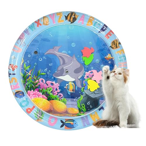 Ailan Verdickte Wassersensor Spielmatte für Katzen, Wassersensor Spielmatte, Kühlmatte mit Luftpumpe, Katzenwasserspielzeug, interaktives Katzenspielzeug für Hauskatzen (Delfin*65cm) von Ailan