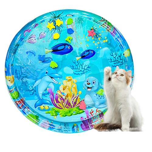 Ailan Verdickte Wassersensor Spielmatte für Katzen, Wassersensor Spielmatte, Kühlmatte mit Luftpumpe, Katzenwasserspielzeug, interaktives Katzenspielzeug für Hauskatzen (Robbe*100cm) von Ailan