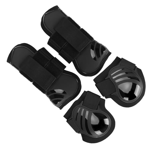 Ailgely 2 Paar Elastische Pferdestiefel, Verdickter PU-Beinschutz, Training, Springen, Schwarze Pferdesehne, Streichkappen (Medium) von Ailgely