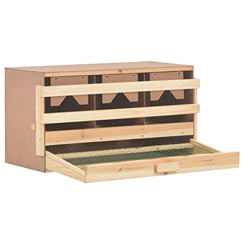 Ailgely Legenest Groß, Legenester, Abrollnest, Hühnernest, Nest, Einlegematten 3 Legebuchten, aus massivem Kiefernholz und MDF Braun und Naturholz 72 x 33 x 38 cm (B x T x H) von Ailgely