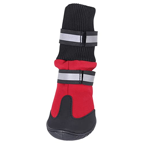 Ailgely wasserdichte Hundestiefel, rutschfest, Reflektierend, Haustierschuhe für Große Hunde, Rot, Schwarz, 4-teiliges Set (L) von Ailgely