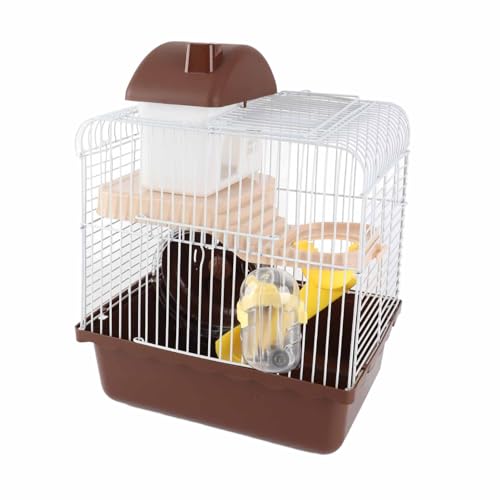 Hamsterkäfig, Großer Raum, Hohes Chassis-Design, 2-stöckiger Hamster-Lebensraumkäfig für Kleine Haustierhamster (Kaffee) von Ailgely