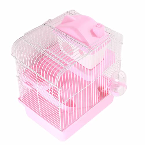 Ailgely Hamsterkäfig, Großer Raum, Hohes Chassis-Design, 2-stöckiger Hamster-Lebensraumkäfig für Kleine Haustierhamster (Rosa) von Ailgely