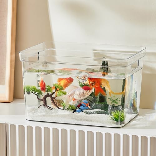 Klares Randloses Aquarium, 360-Grad-Sichtbarkeit, DIY-Dekoration, Klares Randloses Aquarium für den Haushalt (L 122 x 91 cm) von Ailgely