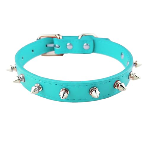 AiliStar Hundehalsband mit Spikes, schützt den Hals des Hundes vor Beißen, Nietenhalsband für Hunde, Himmelblau, Größe M, passend für einen Halsumfang von 27,9 cm bis 34,3 cm von AiliStar