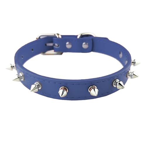 AiliStar Hundehalsband mit Spikes, schützt den Hals des Hundes vor Bissen, Nietenhalsband für Hunde, Dunkelblau, Größe L, passend für einen Halsumfang von 30,5 cm bis 39,4 cm von AiliStar