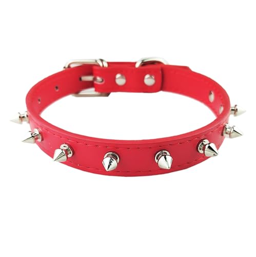 AiliStar Hundehalsband mit Spikes, schützt den Hals des Hundes vor Bissen, Nietenhalsband für Hunde, Rot, Größe L, passend für Halsumfang von 30,5 cm bis 39,4 cm von AiliStar