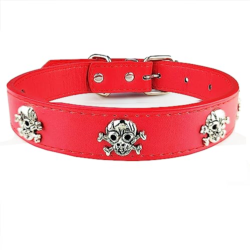 AiliStar Hundehalsband mit Totenkopf-Design, Skelett-Design, Haustierhalsband für Hunde und Katzen, Rot, Größe M, passend für einen Halsumfang von 29,2 cm bis 34,3 cm von AiliStar