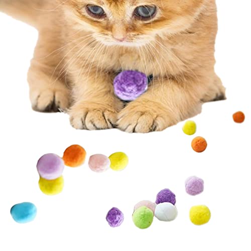 Ailopta 12 Stück Katzenspielzeug Mute Ball, Flauschigen Plüsch Bälle, Buntes Katzenplüsch Spielzeug, Elastischer Kauen Ball, Katzen Spielzeug Ball, Für Kätzchen Training Und Spielen von Ailopta