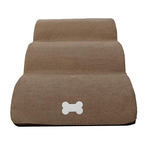 Ailopta Haustiertreppe Hundetreppe Katzentreppe Abnehmbarem Waschbarem Flanell hoher Dichte Baumwolle Haustiertreppe Schritt für Hunde Katzen, 3 Stufen Pisten-Treppe für Sofa oder Bett 60x40x40cm von Ailopta