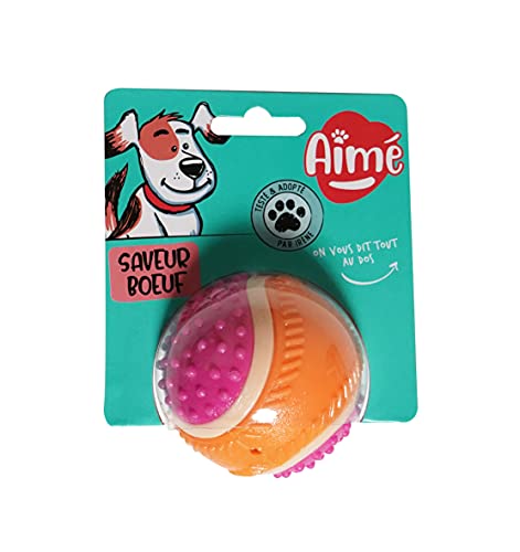 Aimé - 5-in-1-Hundeball mit Rindgeschmack – interaktives/pädagogisches Spielzeug zur Entwicklung und Stimulierung der 5 Sinne – widerstandsfähig für alle Rassen und alle Altersgruppen – Ball 6 cm von Aimé