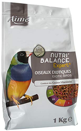 Aimé Aime Nahrung für exotische Vögel, Nutri'Balance Expert, Menü für exotische Vögel, Beutel mit 1 kg von Aimé