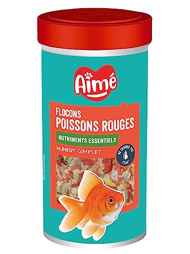 Aimé | Fischfutter Aquarium | Flockenfutter Aquarium für Goldfische | Vollwertiges Goldfischfutter mit essentiellen Nährstoffen | Getreide und Pflanzenproteine | 50 g | 250 ml | von Aimé