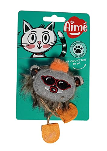 Aime Katzenspielzeug, interaktives / spielerisches Geräuschpegel, integriertes Katzenspielzeug, Leopardenkopf, 8 cm von Aimé