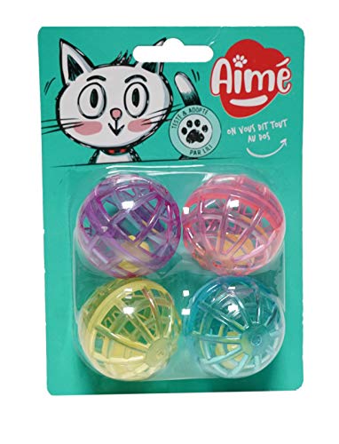 Aime Katzenspielzeug Ball mit Klingel, 4 Stück von Aime