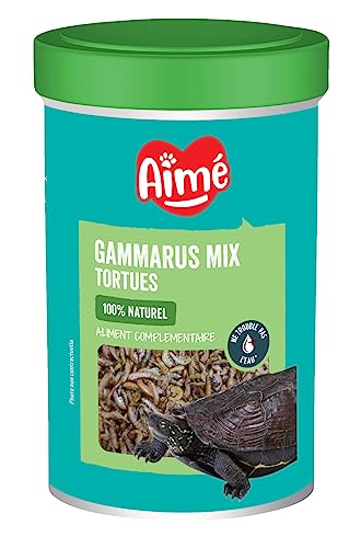 Aimé|Mix Gammarus|Schildkröten Futter für Wasserschildkröten|Natürliches Nahrungsergänzungsmittel|Aus Weichtieren und Krebstieren|Wasserschildkröten Futter |getrockene Gammarus & Garnelen|100g|1000ml von Aimé