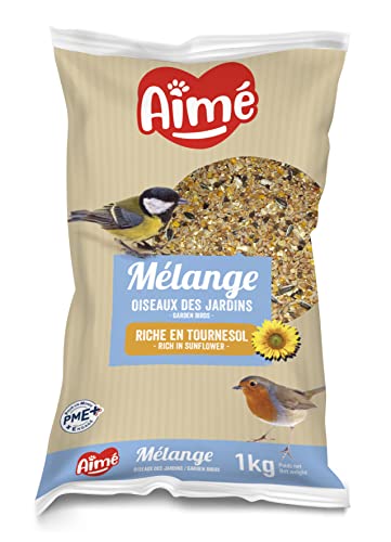 Aime Vogelfutter, Verschiedene Samenmischungen und Nährstoffe, Beutel mit 1 kg, für Vögel des Himmels und Wildtiere von Aimé