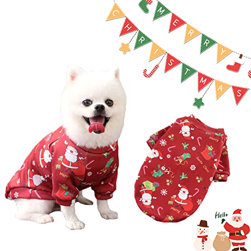 Aimondow Haustier Hund Weihnachten Kleidung Kostüm, Xmas Holiday Santa Warm Weich Welpen Pullover, Weihnachten Party Cosplay Kostüme für kleine mittelgroße Hunde und Katzen (Gedruckt, Extra Large) von Aimondow