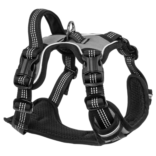 AIMYDOG Hundegeschirr für große Hunde mit Halsverschluss-Schnalle, verstellbares Anti-Zieh-Hundegeschirr, weich gepolstert mit Clips vorne und hinten und leicht zu kontrollierenden Griff, von Aimydog