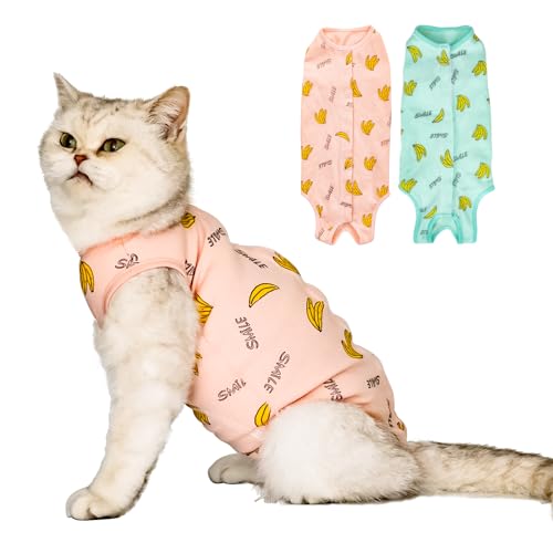 Aimydog 2er-Pack Katzen-Genesungsanzug – Atmungsaktiver Katzen-Operations-Genesungsanzug für Damen, Katzen-Einteiler für Katzen nach Operationen, Katzen-Spay-Genesungsanzug, weibliche Bauchwunden – von Aimydog