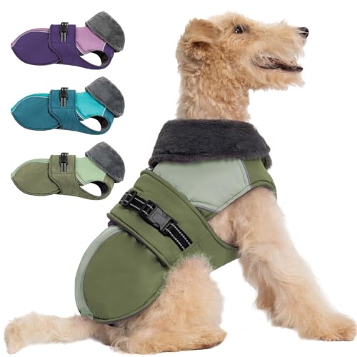 Aimydog Wintermantel für Hunde, Hundejacke mit Loch für Leine, mit Reißverschluss, verstellbare und reflektierende Hundejacke, Schneeanzug, gemütliche Winterkleidung von Aimydog