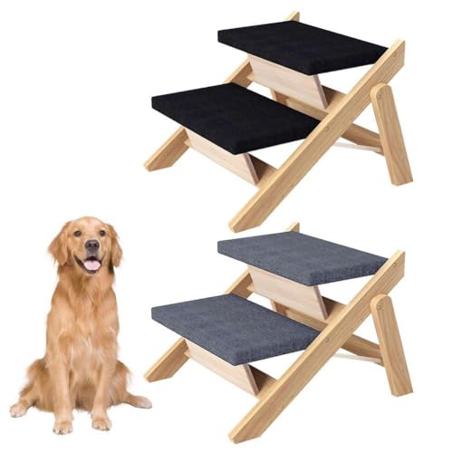 Haustiertreppe / Haustiertreppe, faltbar, 2 Ebenen, Hundetreppe und Rampe, perfekt für Betten, Sofa und Autos, tragbare Hunde-/Katzenleiter, ideal für kleine und ältere Tiere von Ainiupi