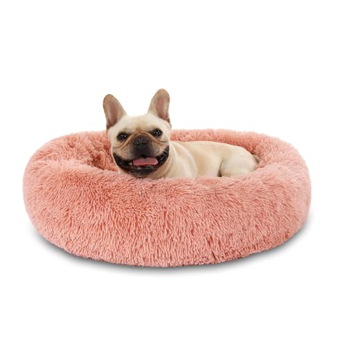 Donut Hundebett Flauschig Rund Katzenbett Ø 60 cm - Anti Stress Weich Katzenkissen Hundekissen Flauschig - Kuschelig Kuschelbett Kuschelkissen für Kleine Mittelgroße Hunde und Katzen,Rosa von Aisprts