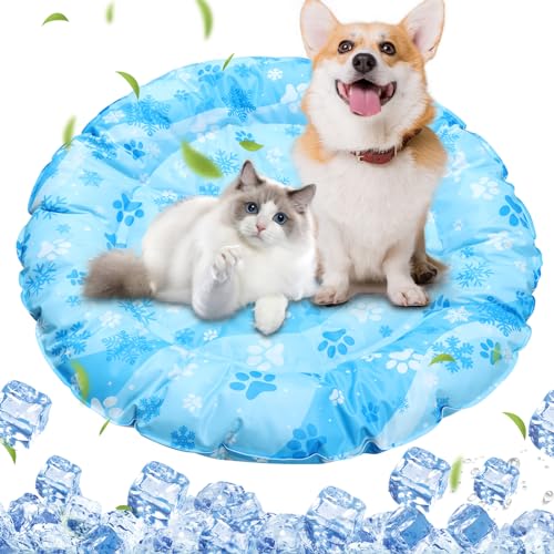 Aisuowa Kühlmatte für Katzen Hunde, Ungiftiges Kaltgelpad Kühlmatte Kratzfest Langlebiger Katzen Kühlmatte (hellblau, 40 * 60cm) von Aisuowa