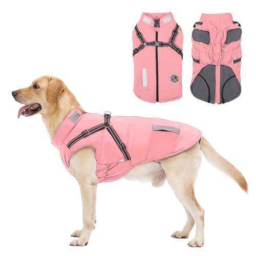 Hundemantel, Winter Hundejacke Wasserdicht Winddichte mit bauchschutz, Outdoor Hunde Wintermantel Hundeweste mit Fleece Gefütterte Reflektierend für Kleine Mittelere und Große Hunde von Aisuowa