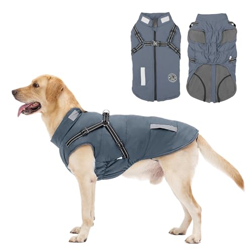 Hundemantel, Winter Hundejacke Wasserdicht Winddichte mit bauchschutz, Outdoor Hunde Wintermantel Hundeweste mit Fleece Gefütterte Reflektierend für Kleine Mittelere und Große Hunde von Aisuowa