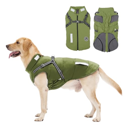 Hundemantel, Winter Hundejacke Wasserdicht Winddichte mit bauchschutz, Outdoor Hunde Wintermantel Hundeweste mit Fleece Gefütterte Reflektierend für Kleine Mittelere und Große Hunde von Aisuowa