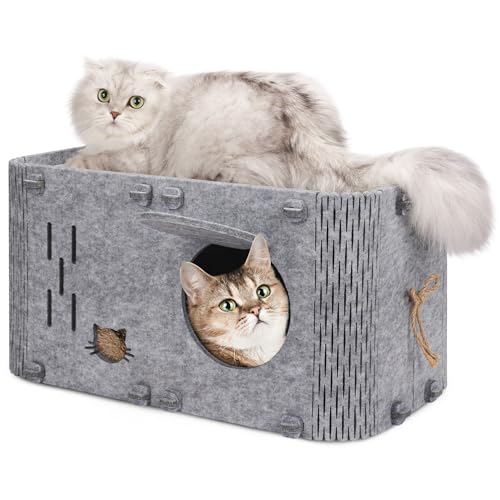 Katzenhöhlenbetten für Indoor-Katzen, Haustier-Katzenhaus für mehrere & große Katzen bis zu 10 kg, kratzfeste Peekaboo Katzenhöhlen von Aitmexcn