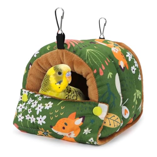 Aiwjeakh 1 Stück Vogelnesthaus Winter Warme Kuschelhütte Vogelbett Hängehängematte für Papageien Wellensittiche Sittiche Nymphensittiche von Aiwjeakh