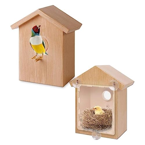 Aiwjeakh 2 Stück Outdoor DIY Vogelnest Käfig Papagei Futterkäfig mit Saugnapf Fensterdekorationen von Aiwjeakh